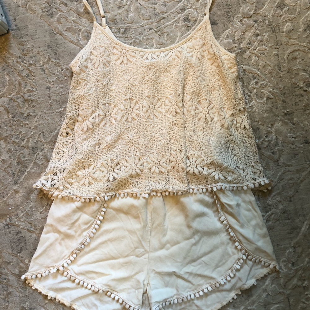 cream lace Romper
